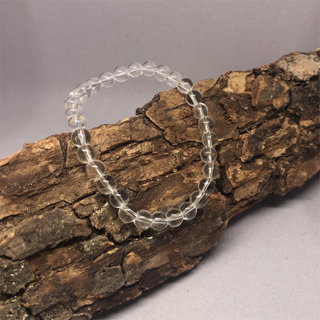 schöner klare Qualität. 3578 6-10 mm Bergkristall Armband aus polierten kleinen Edelsteinen ca auf elastischem Band